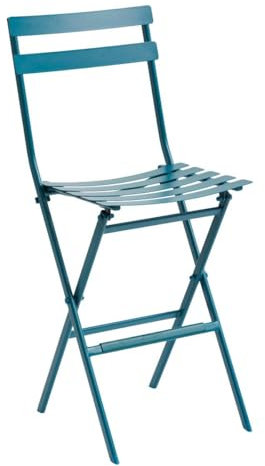 Hespéride - Lot de 2 Chaises Hautes Pliantes de Jardin Greensboro Bleu Canard - Acier Antirouille - 42 x 49 x 102 cm - Meuble d'Extérieur Pliable