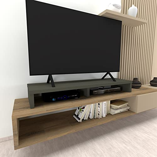 Henor Elevador Doble TV de Madera 120 x 35 x 15 cm Grafito Mate. Soporta +100 Kg.