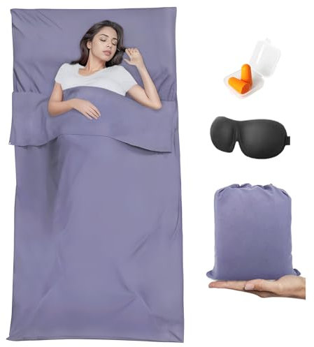 BREENHILL Schlafsack-Innenfutter, Camping-Bettlaken und Reisedecke, Hostels und Reisen, Erwachsenen-Schlafsack für Rucksackreisen, Hotels, leichter Einzel- und Doppelschlafsack für Camping