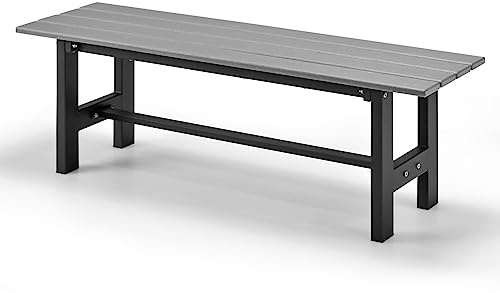 KOMFOTTEU Trädgårdsbänk metall, sittbänk utomhus, väderbeständig, metallbänk kan belastas upp till 300 kg, parkeringsbänk för trädgård, gård, balkong, 120 × 36 × 40,5 cm (grå)