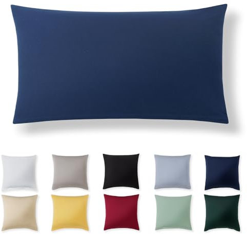 Alreya Kissenbezug 40 x 80 cm - Blau - 100% Jersey Baumwolle - Kissenhülle für Kissen 40x80 cm, Jersey Kopfkissenbezüge, Superweicher Kissenbezug 40x80 mit Reißverschluss