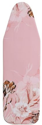 SHERWOOD Bügelbrettbezug, 124 x 38 cm, Bezug aus 100 % Baumwolle mit dickem Filz, resistent gegen Verbrennen und Flecken, verstellbare Größe, Bügelbrettbezug (rosa Blumen, 124 x 38 cm)