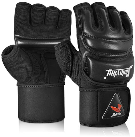 Xinluying MMA Handschuhe Boxhandschuhe Schwarz Boxsack Muay Thai Boxing Taekwondo Karate UFC Boxtraining für Herren Damen Kinder