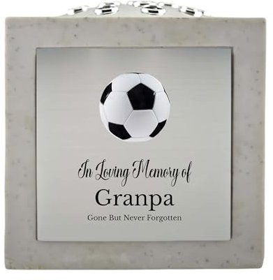 In Loving Memory Of Memorial Rose Bowl Grave Marker Flower Pot Vase With Football Design Mum Grandad & Lots More White/Silver (UV PRINTED) (Granpa)