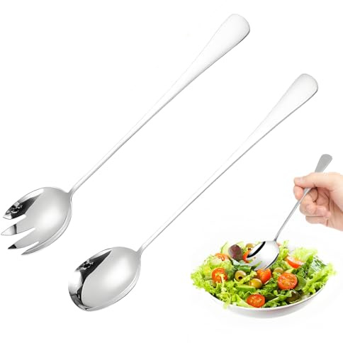 afhgdjr 2 cubiertos para ensalada, acero inoxidable, 24,8 x 5,6 cm de largo, adecuados para cocina y comedor