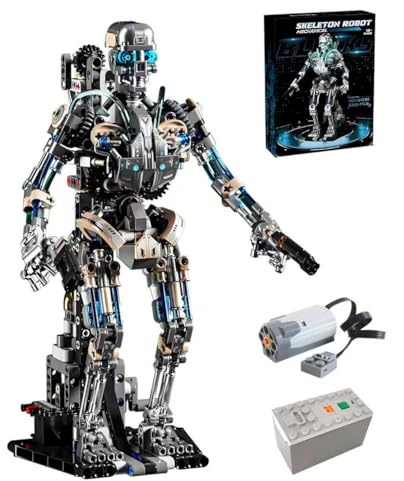 CSNRHG 692 Pieces Mechanical Skeleton Robot + Rotatable Body and Articulated Design Can Be Hand Driven or Motor Driven Creative STEM Toy for Kids and Adults