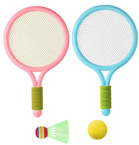 Faroby Set di Racchette da Tennis per Bambini, Racchetta da Badminton in plastica per Bambini con Palla, Giocattolo per Giochi Sportivi all'aperto per