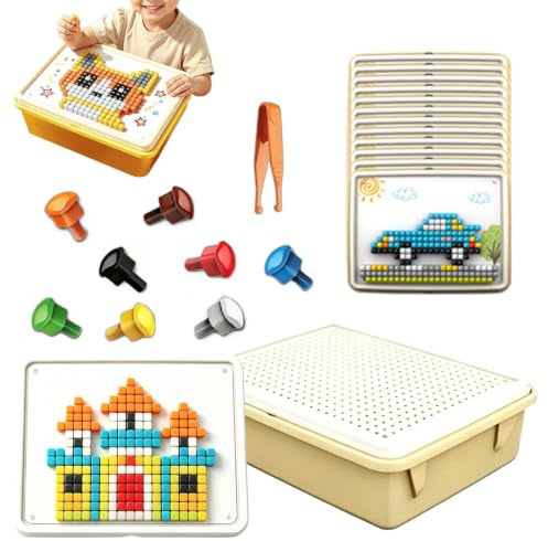 Puzzle à emboîter, capacité de pensée logique, champignons 3D, jouet éducatif | Planche de puzzle à ongles 480 pièces pour enfants, pour maison, salle de classe, salle de jeux, crèche, voyage, anniversaire
