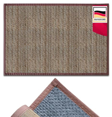 casa pura Tapis de Cuisine en Bambou hypoallergénique,idéal pour Salle de Bain,Salon,Corridor,Couloir, 17 mm d'épaisseur,Dos en Feutrine avec Picots antidérapant (Marron, 90 x 120 cm)