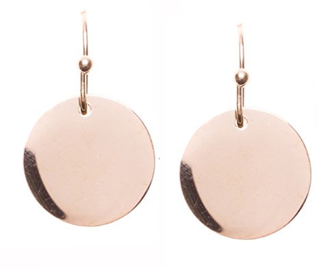 Happiness Boutique Damen Ohrhänger mit Plättchen in Rosegold | Runde Ohrringe Kreis Disk Kleine Hängeohrringe