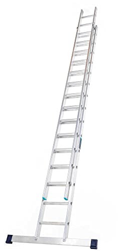 TB Davies 7.0m/23.0ft, TASKMASTER 2 Section Extension Ladders, Aluminium Stabiliser Bar, Comfort D-Shaped Rungs, Reach Height 7.5m/24.4ft, EN131 Professional