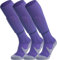APTESOL Knielang Fußballsocken Kinder Jugend Erwachsene Lang Sportsocken Kissen Atmungsaktiv Soccer Trainingssocke (3-Paar Lila-B, EU 32-36)