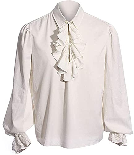 Feynman Chemise médiévale Gothique Steampunk pour Homme, Costume de Pirate Victorien, Renaissance d'halloween, Carnaval, Viking, Cosplay, Tops à Volants