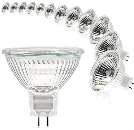 Simusi MR16 Halogen Light Bulbs, (12 Pack) 12V 50W Spotlight Bulb Dimmable for Ceiling Light, 2 Pin Halogen Spotlight Bulbs,Gu5.3 Bulb 2700K Warm White