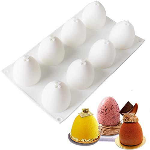 Stampo per Uova di Pasqua in Silicone 8 Cavità Teglia per Uova di Pasqua Stampo in Silicone a Forma di Uovo Stampo in Silicone a Forma di Uovo Uova di Pasqua in Silicone Stampo di Cioccolato,1 Pezzo