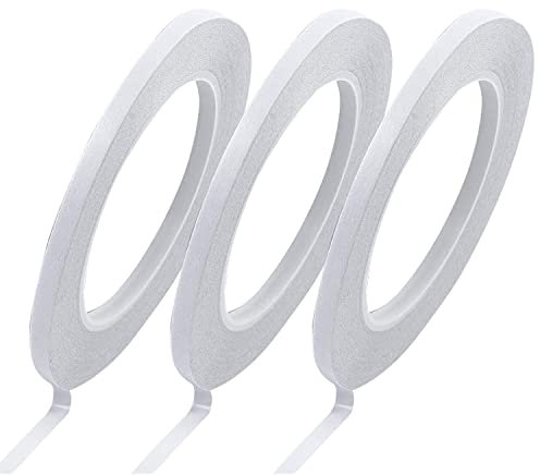 YISUMEI Selbstklebeband mit 3 Rollen von Doppelseitigem Klebeband zum Nähen, Basteln, Handarbeit, Jede Rolle für 6 mm x 25 Meter Weiß