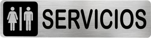 MovilCom® - Señal de acero inoxidable SERVICIOS HOMBRE/MUJER | Placa puerta | Señal informativa | Cartel Puerta 200X50mm