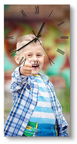 DEQORI Orologio in vetro personalizzato con foto | orizzontale 30 x 60 cm, romano, bianco | immagine propria | grande orologio di design XXL in vetro | orologio da parete silenzioso per soggiorno e