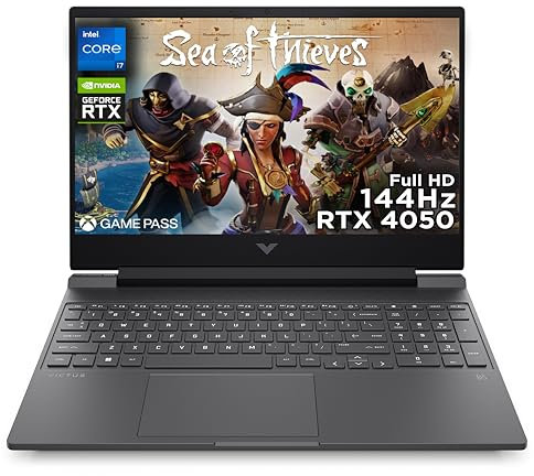 HP Victus 15 Gaming Laptop, Intel Core i7-12650H, 16 GB RAM, 512 GB SSD, NVIDIA GeForce RTX 4050 Graphics, FHD Display, 144Hz, Up to 8.5 hrs battery, Win 11, Mica Silver, 15-fa1003sa