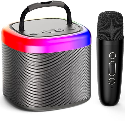 JYX Karaoke Maschine für Kinder & Erwachsene, Mini Karaoke Anlage mit Mikrofonen, Bluetooth Karaoke Lautsprecher für Heimparty, Geschenk für Brithday, Weihnachten, Spielzeug für Mädchen und Jungen