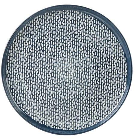 Assiette plate Grès Gamme SUIVEZ L'ARTISTE Ø 27 cm Coloris Bleu Décor Pas