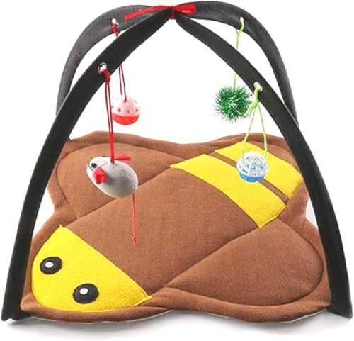 FORZENA Cat Ferret Play Mat Indoor Funny Activity Exercise Tent Hanging Toy Hideout Bed for Small Animal Rodent, Sugar Glider, Hamster, Gerbil, Mouse (Bee)