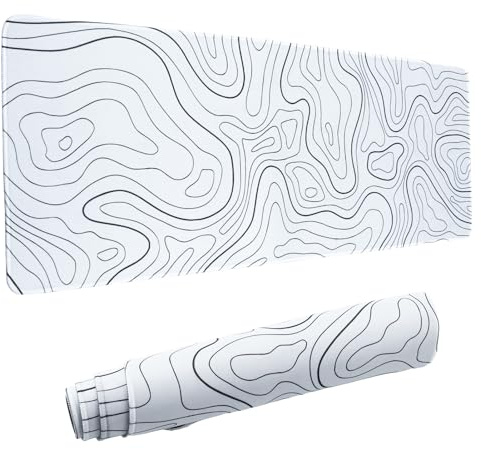 Halinuia Large Game Tapis de Souris Terrain Base en Caoutchouc antidérapant | Noir et Blanc avec Extended XXL Long Clavier Pad de Table Grand Tapis de Souris 31,5 x 11,8 Pouces