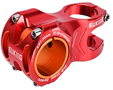 CYSKY Potencia MTB 31.8 y 35 mm Abrazadera de Manillar, Longitud 35mm 50mm Vástago Corto de Bicicleta Manillar Riser para Bicicleta de montaña, Bicicleta de Carretera (Rojo, Longitud 50mm)