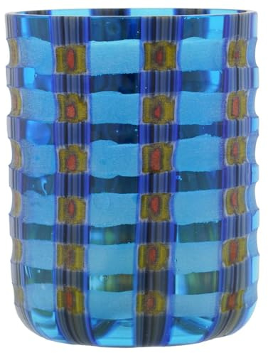 Glass Of Venice Bicchiere da liquore, in vetro di Murano, 59 ml, design martellato Millefiori, colore: blu, per liquore, limoncello, tequila, vodka, sakè, fatto a mano a Venezia, Italia