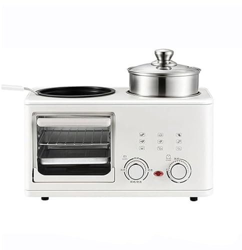 YIGECHENXIN Máquina de Desayuno Multifuncional de 1200 W, cafetera de Desayuno versátil con Horno, área de horneado de Gran Capacidad para Apartamentos, cocinas,Blanca