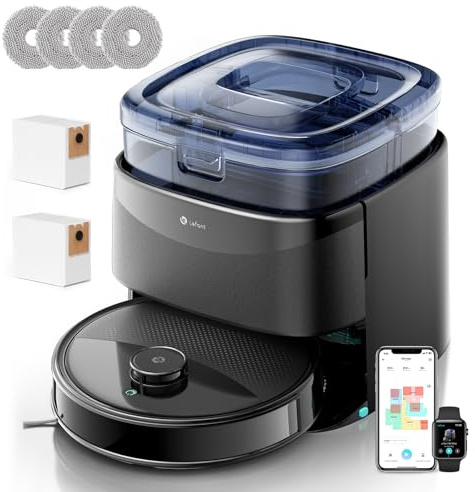 Lefant M3 Max Robot Aspirateur Laveur 20 000 Pa, Station Multifonctionnelle, Double Serpillière Rotative 200 TR/Min & Relevable 9mm, Navigation dToF, Évitement d'obstacles PSD, 220min, 5G/2.4G