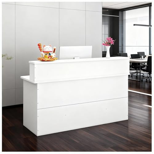 NQNFWCRJ Empfangstheke Firmen Rezeptionstheke mit Geräumiger Erhöhter Arbeitsplatte mit Kabeldurchführung Und Abschließbaren Schubladen Inklusive 13cm Breitem Oberen Regal