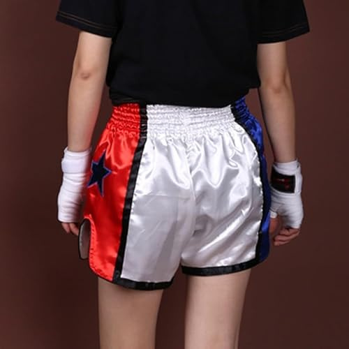 Jotekonoby Anotherboxer Short de Muay Thai pour homme et femme - Respirant pour MMA - Taille élastique - Polyester - Kickboxing - Combat - Blanc - Taille 2XL