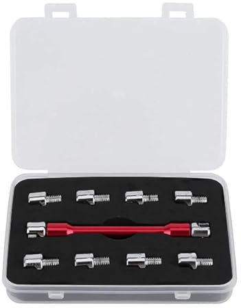 Llave para radios de motocicleta, herramienta de radios de rueda de 6,8 mm, llave de reparación de acero, juego de ajuste portátil antideslizante de 10 cabezales de 220 g para mantenimiento de
