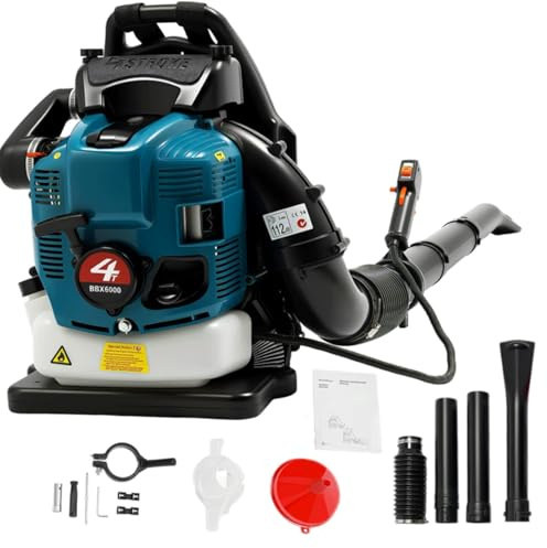 ZHDPYHDD Soplador de hojas de gasolina de 4 tiempos como mochila, 75,6 cc, soplador de hojas de jardín con carcasa de polipropileno, soplador de hojas para césped y patio, para propietarios de casas