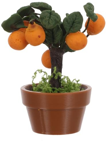 YARNOW Miniatyrbonsai för älvor: Minikonstgjorda växter med kruka - Bonsai-modell för citrusträd för dockhusdekoration, mikrolandskap, gör-det-själv-pysseltillbehör