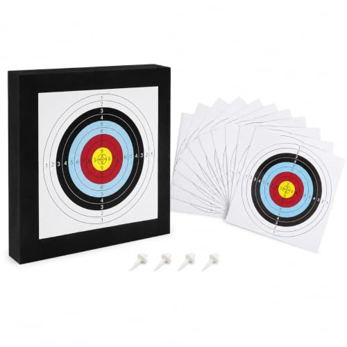 Archery Targets For Backyard, 50mm Thick Portable Arrow EVA Foam Target Block With 10 Target Papers & 4 ABS Pins, Indoor Outdoor Shooting Practice For Recurve & Compound Bows