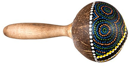 Holzrassel Holz Rassel Shaker Kinder Percussion Handrassel Dotpaint Marakas R33