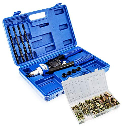BITUXX® Nietmutternzange Nietzange Blindnietzange Nietenzange Nietmutterzange M5 M6 M8 M10 M12 inklusive 150 tlg Nietmuttern