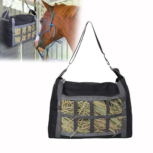 TuoP Bolsa de heno de alimentación Lenta, Red de Almacenamiento de heno para Caballo, Burro, Cabra, Ajustable, súper Resistente, Reduce los residuos (1 Unidad)