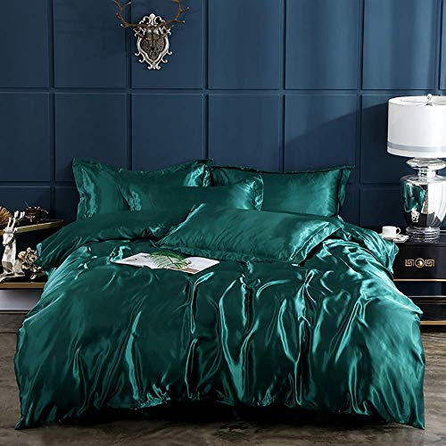 Duvet Cover Sets satin, sängkläder sätter kung storlek silver, sängkläder set full satin silke duvet täcker mjuka silkeslen 4 bitar täcke täcken set glänsande livlig sängkläder set svart lila beige