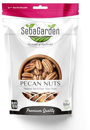 Seba Garden Pecan Nuts Halves 1kg, 2.2lbs Unsalted, Naturally Gluten Free, No Preservatives, Non-GMO, Keto, Paleo, Vegan Friendly