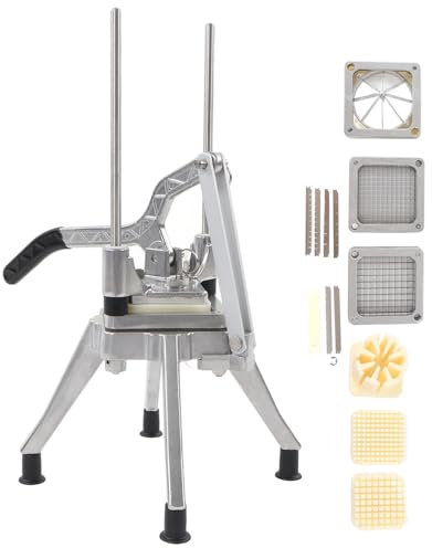 Manual Potato Cutter French Fries Cutter with 1/2in 3/8in 1/4in Blades Manual Fruit and Vegetable Cutter for Professional Kitchen Food Use