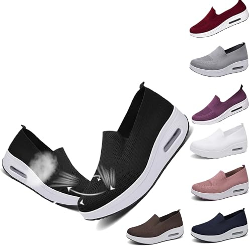 Zapatillas Ortopédicas, Zapatos para Caminar Mujer, Zapatos Ortopédicos para Mujer, Zapatillas Ortopédicas para Mujer Zapatos para Caminar Sin Cordones con Cojín De Aire,Negro,37