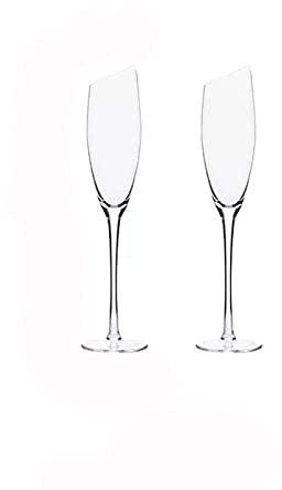 Generic Copa de Champán de 180 Ml Copa de Champán Alta Gama Familiar Traje de Copa de Cristal Champán Flauta Muy Adecuada para Bares Familiares 2 Flautas de Champán/Transparencia a/180 Ml