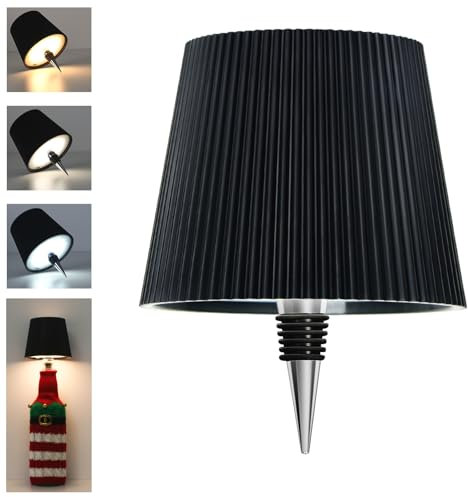 Beaeet Lampada da bottiglia LED da tavolo senza fili, con touch dimmerabile a 3 colori, ricaricabile USB-C, per camera da letto, terrazza, feste o campeggio – nero