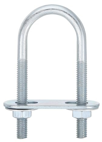 QUARKZMAN 2Pcs Pernos en U Redondos M6, Ancho Interior de 25mm, Longitud de 70mm Perno de Abrazadera en U con Tuercas y Placas, de Acero al Carbono para Reparación Tuberías y Industriale