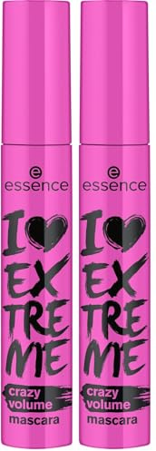 ESSENCE I Love Extreme Crazy Volume máscara de pestañas, negro. (Paquete de 2)