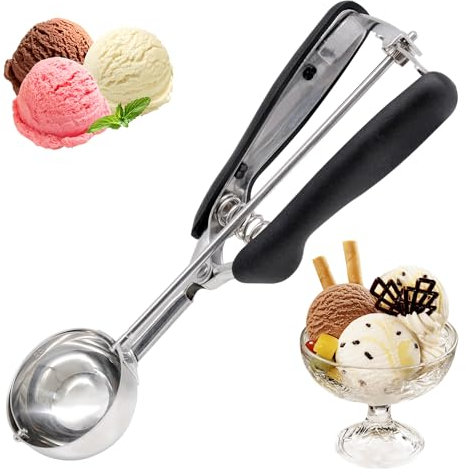 Griwuut Porzionatore per gelato in acciaio inox, 5 cm, cucchiaio per gelato e impugnatura comoda per palline di gelato, cottura e melone