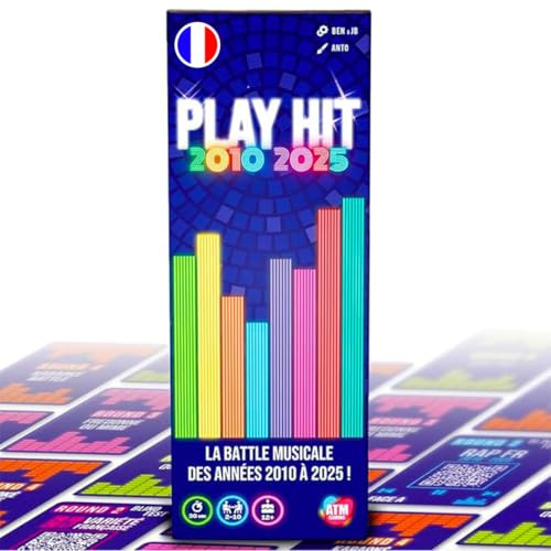 ATM Gaming Play Hit - Jeu de Société Musical - Quiz Années 2010 à 2025 - Jeu d’Ambiance dès 12 Ans - 2 à 10 Joueurs - Soirées, Famille, Adultes, Cadeau Original
